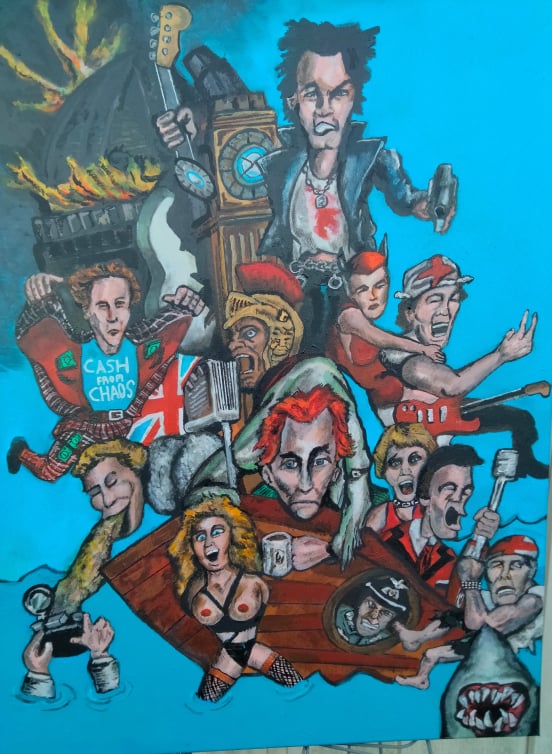 THE SEX PISTOLS - Sid Vicious, Malcom McLaren, THE GREAT ROCK AND ROLL SWINDLE - by Ted Cantu