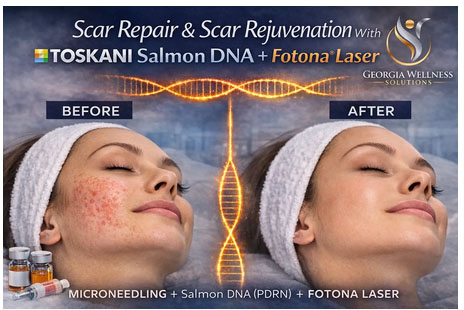 Scar Repair Treatments Senoia Georgia GA, Microneedling with Regenerative Salmon DNA (PDRN) Senoia Georgia GA, Microneedling Scar Repair Treatments Senoia GA, Microneedling Senoia GA, what does microneedling do, Regenerative Salmon DNA (PDRN) Senoia GA, LUMICEN PDRN 3% by Toskani Peachtree GA, Fotona® Laser Scar Treatment near me Senoia GA, Fotona® laser system Senoia GA, Georgia Wellness Solutions & Med Spa, does microneedling work, Scar Repair Near Me Senoia GA
